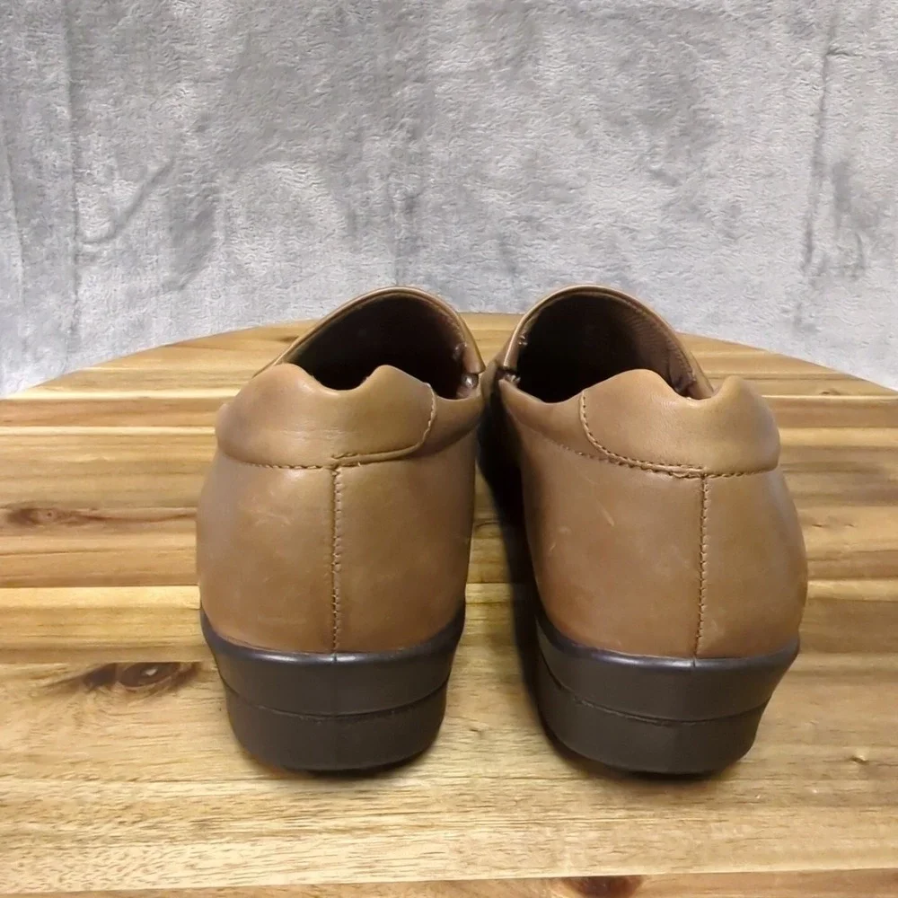 ECCO Slip On Leather Loafer Wedge Heels Brown Women's SZ EU‎ 42 US 11 / 11.5